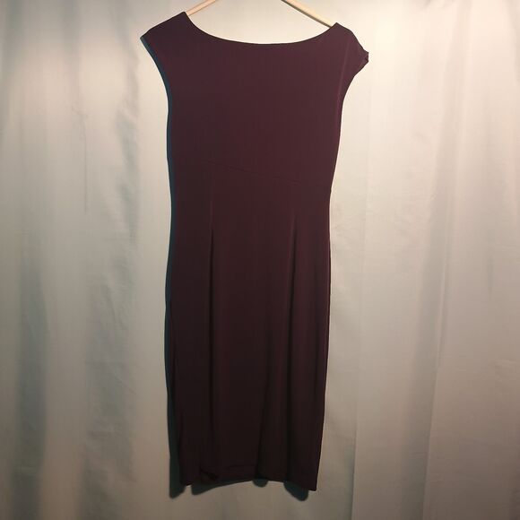 Women’s Sleeveless Purple Sheath Dress Size 10– Elegant Ruched Body con Cocktail - Picture 4 of 4